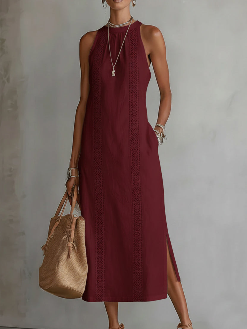 Celine | Ärmelloses Midikleid mit Spitzendetails